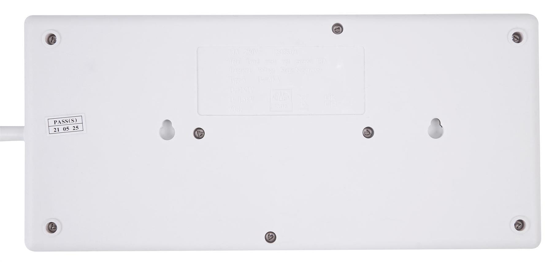 6 Gang 5m  Mains Extension Lead Socket Individually Switched 13A with Surge Potection - White