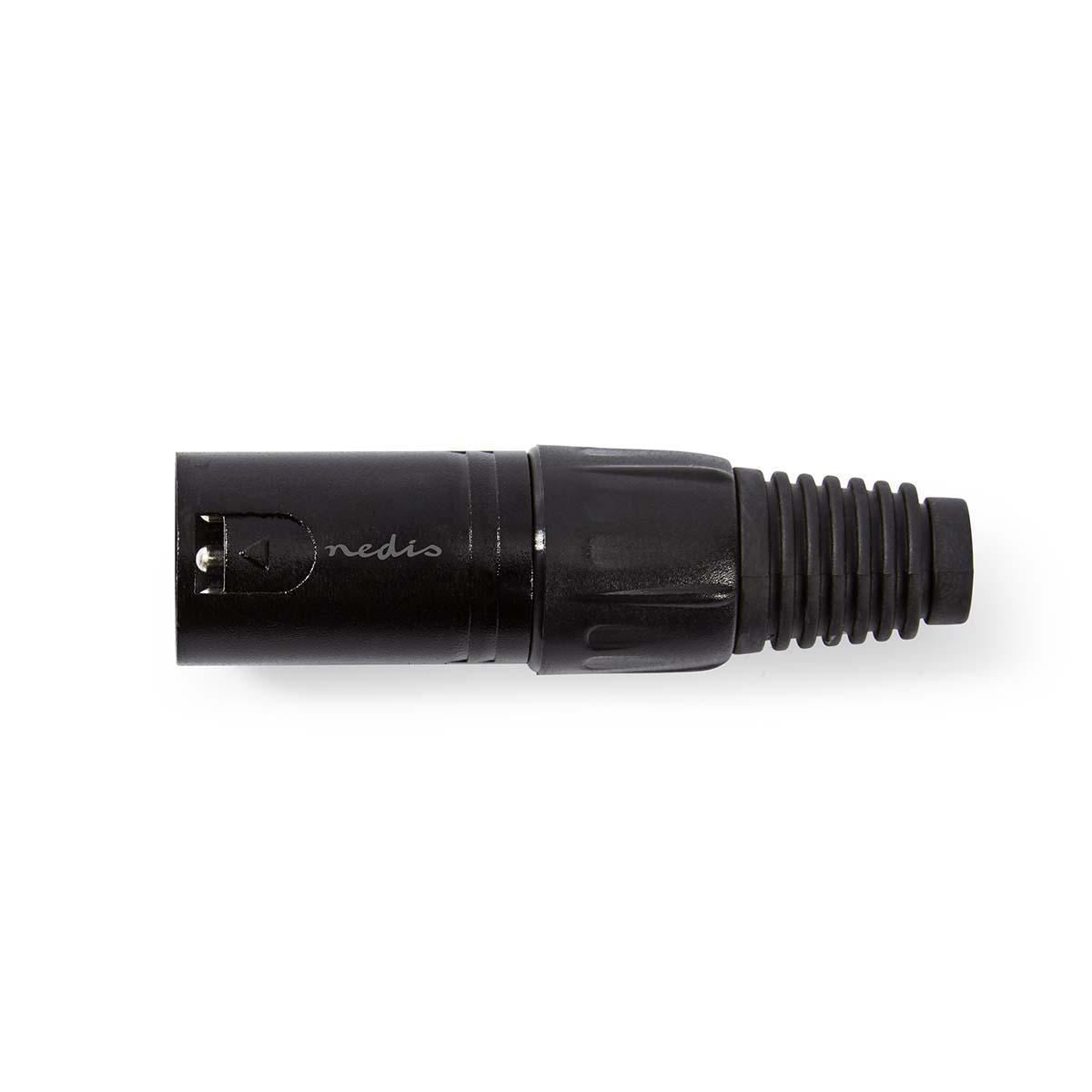 Nedis XLR 3 Pin Connector | Straight | Male | Nickel Plated | Soldering | Cable input diameter: 5.0 mm | Metal | Black | 1 pcs | Polybag
