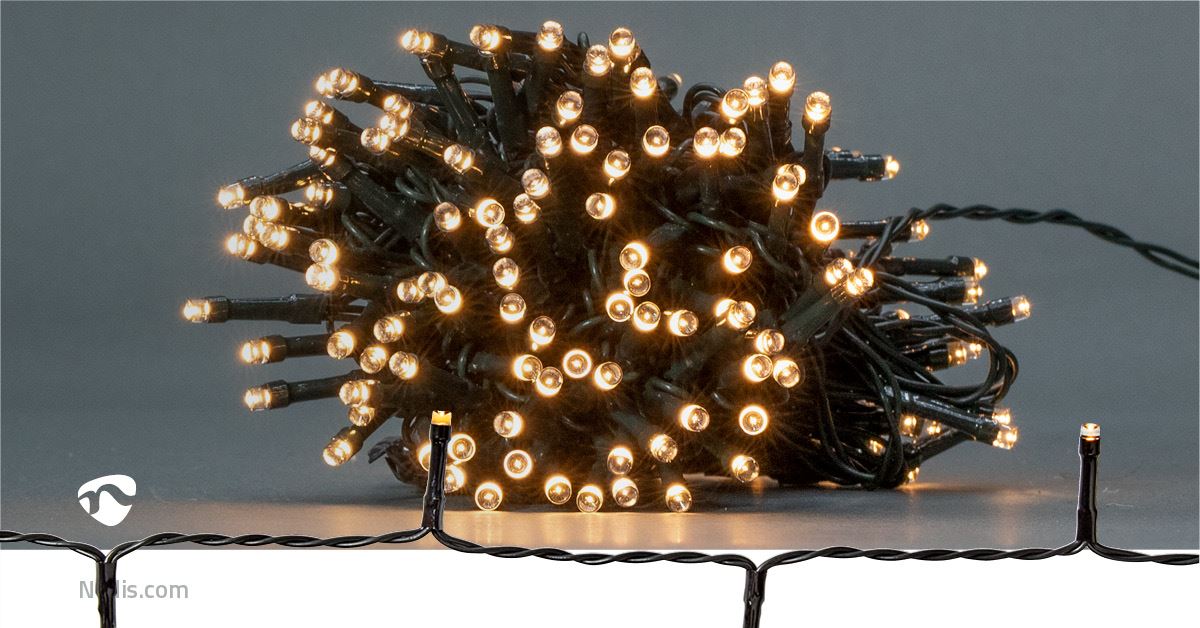 Nedis Christmas Lights | String | 192 LED's | Warm White | 14.40 m | Light effects: 7 | Indoor & Outdoor | Battery Powered
