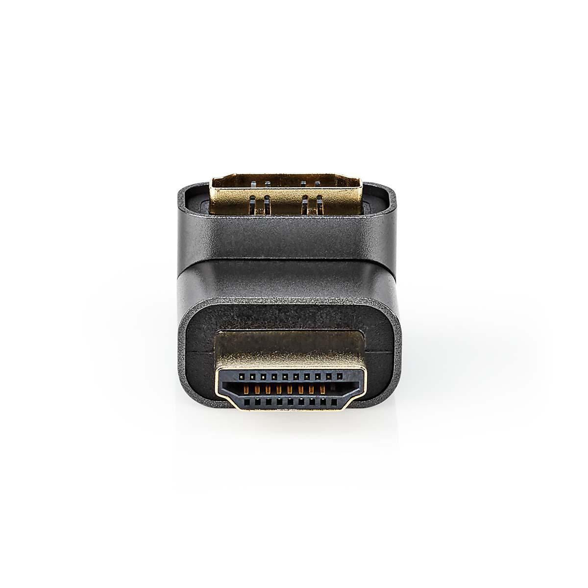Nedis HDMI™ Adapter | HDMI™ Connector / HDMI™ Male | HDMI™ Output | Gold Plated | Angled 270° | Aluminium | Gun Metal Grey | 1 pcs | Cover Window Box