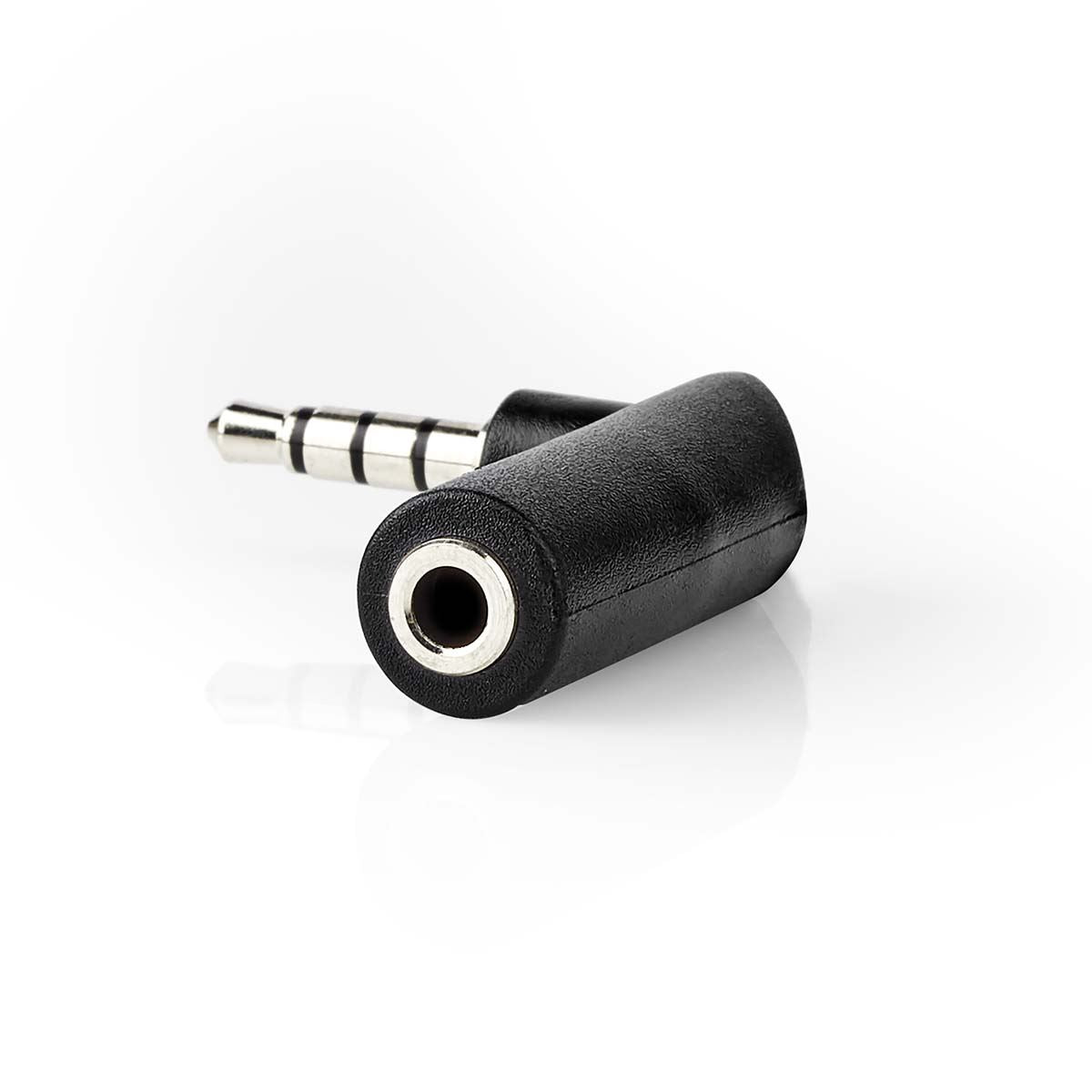 Nedis Stereo Audio Adapter | 3.5 mm Male | 3.5 mm Female | Nickel Plated | Angled 90° | Metal | Black | 1 pcs | Box