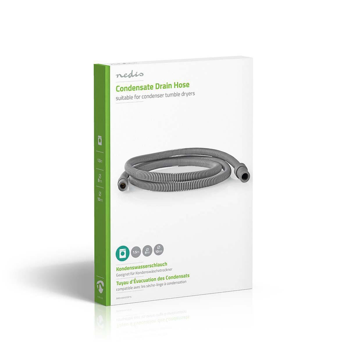 Nedis Outlet Hose | 8 mm | 10 mm | 1.50 m | Application: Condense Dryer | Plastic / Rubber | Grey