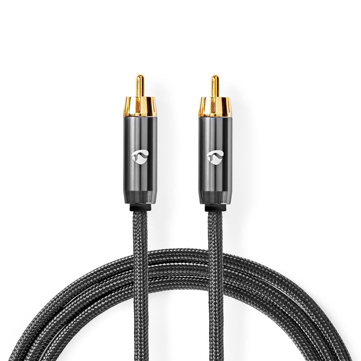 Nedis Subwoofer Cable | RCA Male | RCA Male | Gold Plated | 3.00 m | Round | 4.5 mm | Anthracite / Gun Metal Grey | Cover Box