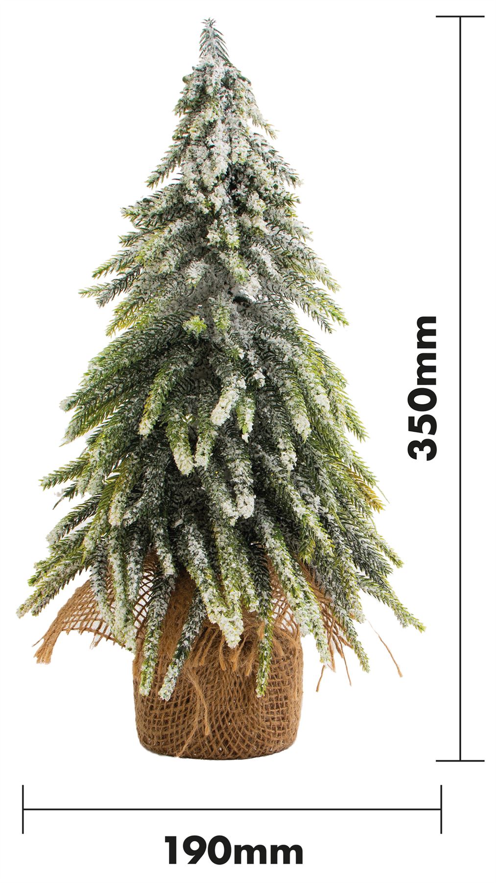 Decorative Snow Effect Mini Christmas Tree in Hessian Bag - 35cm