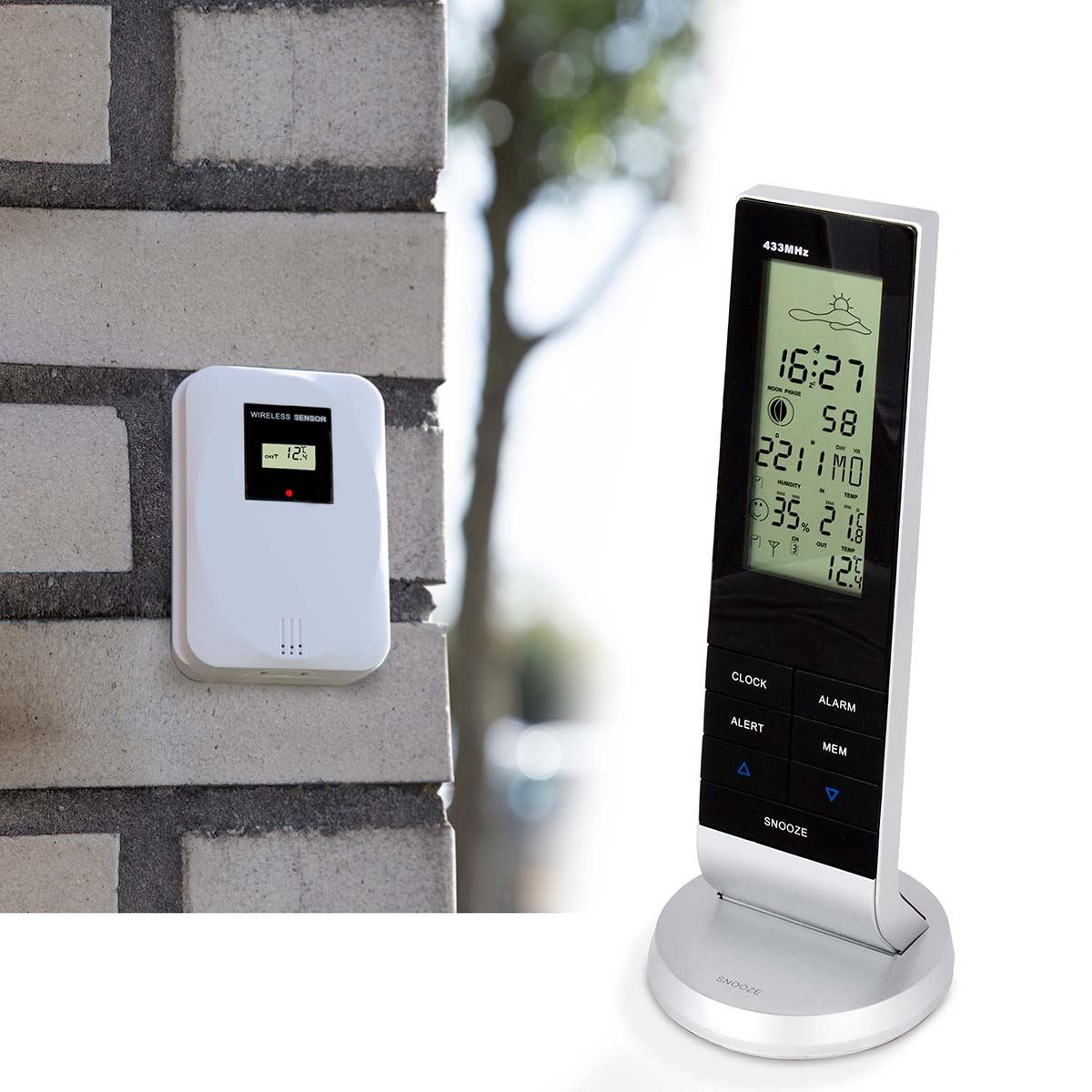 Alecto WS-1050 Indoor/Outdoor Wireless Weather Station, Temperature, Humidity, Moon Phase & More - Silver