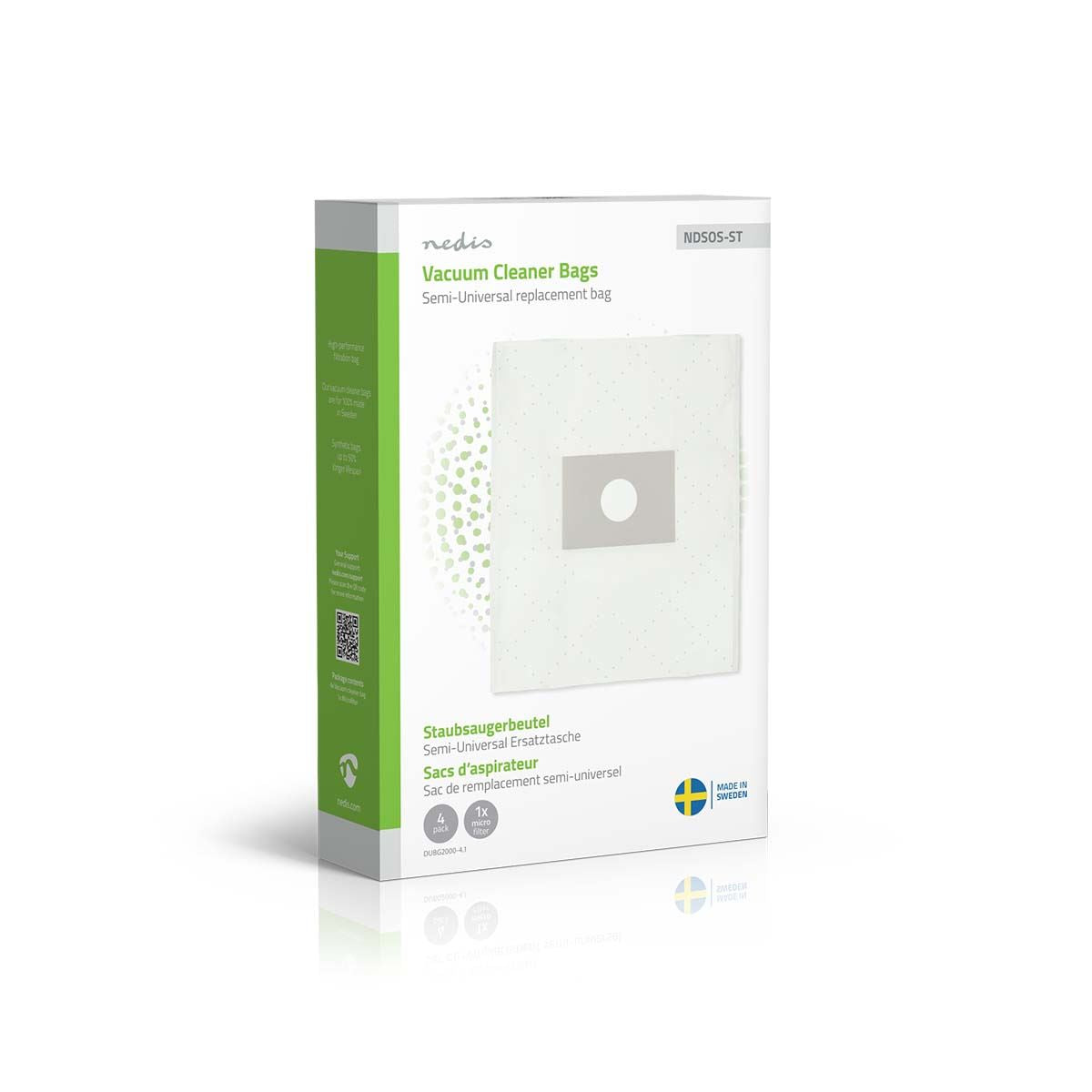 Nedis Vacuum Cleaner Bag | 4 pcs | Synthetic | Replacement for Semi-Universal