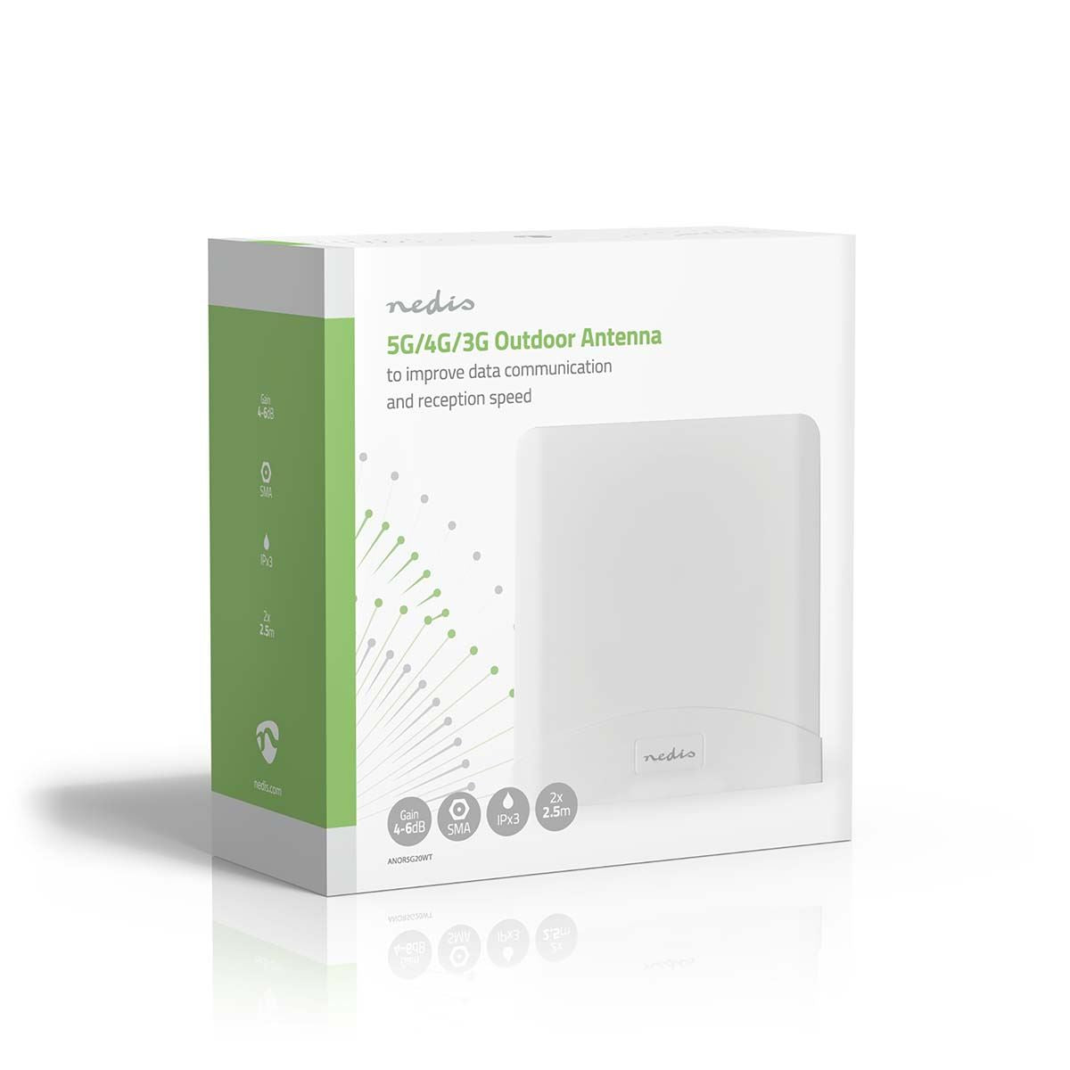 Nedis 5G 4G 3G GSM Mountable Aerial Antenna with 2x 2.5 m cable