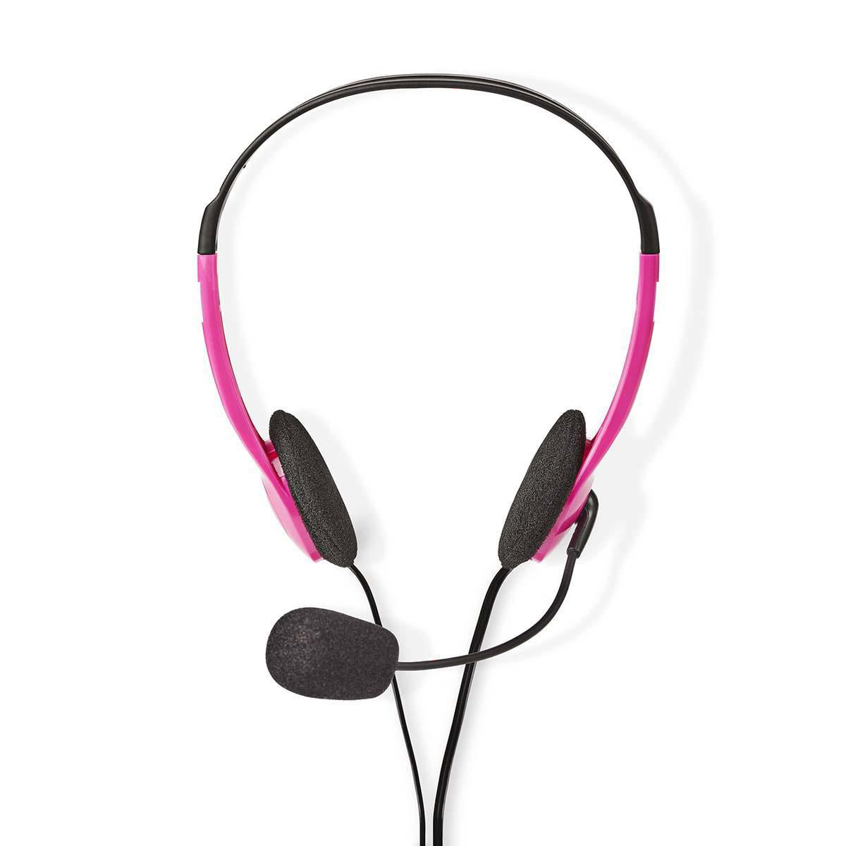 Nedis PC Headset | On-Ear | Stereo | 2x 3.5 mm | Fold-Away Microphone | Pink