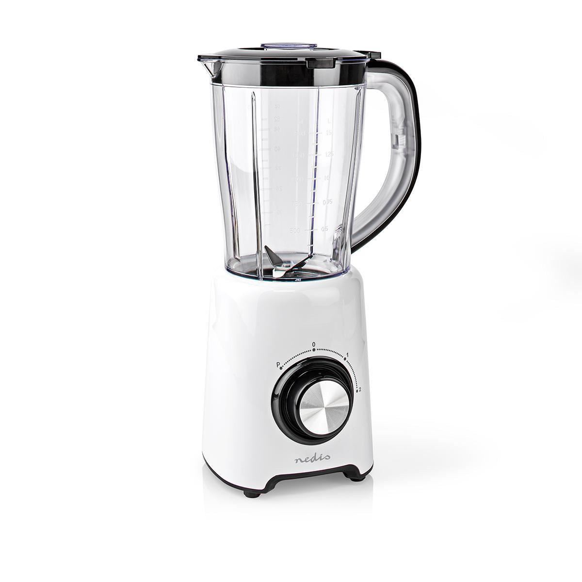 Nedis Table Top Blender, 800W, with 1.5L Plastic Jug, 2 Speed Settings and Pulse Function, Ideal for Fruit Juice, Vegetables, Soup, Smoothies, Protein Shakes and more - White