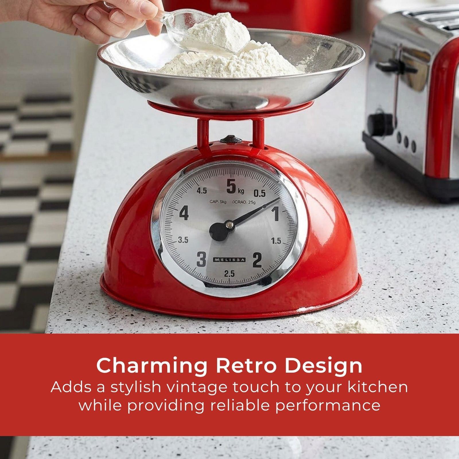 MELISSA Retro Traditional Vintage Metal Mechanical Weight Baking 5kg Kitchen Scale Red