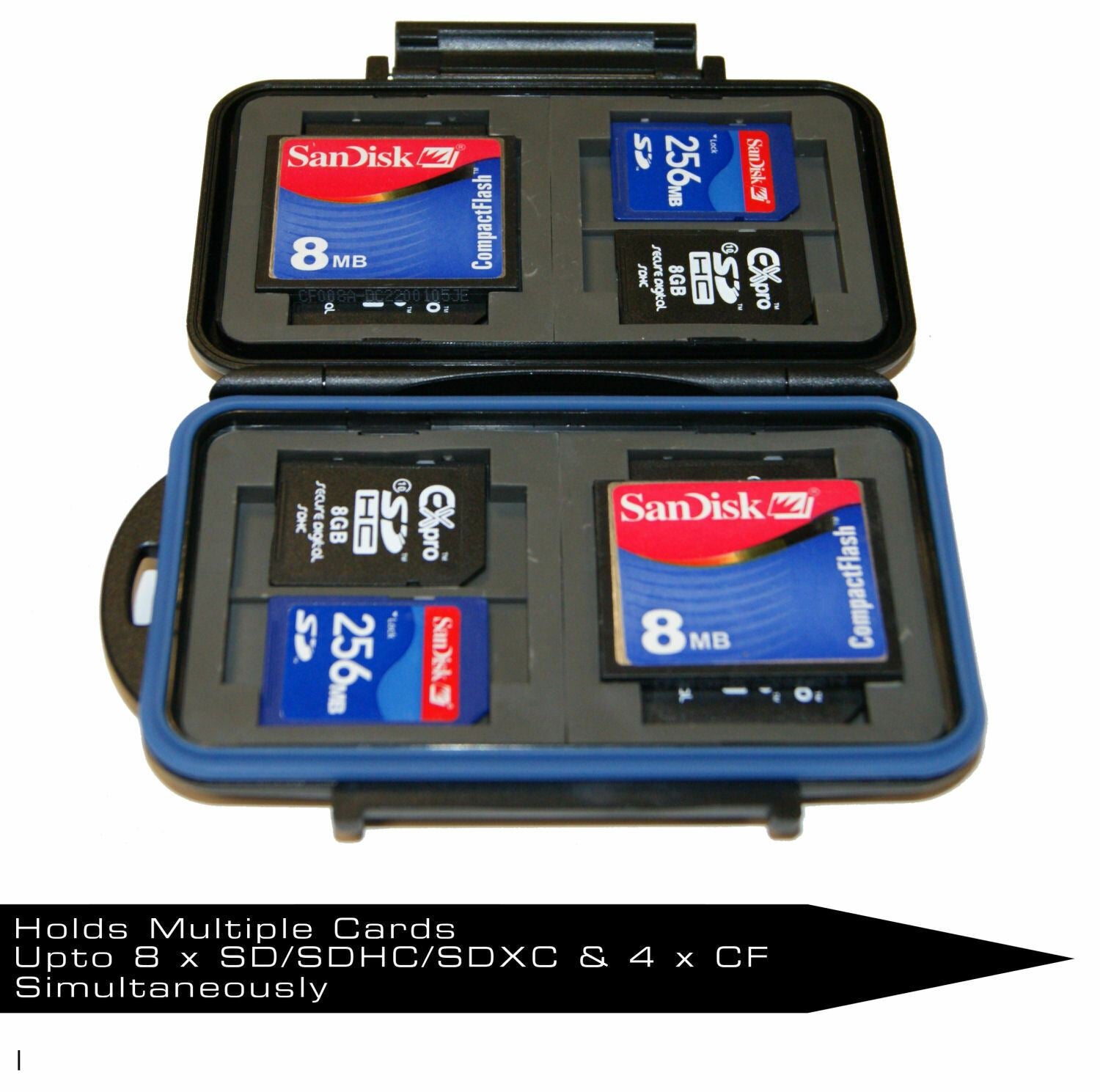 Ex-Pro Tough-Store Waterproof Memory Card Case for SD SDHC SDXC & CF Cards, Holds 8 SD + 4 Compact Flash, Shockproof Anti-Static Storage
