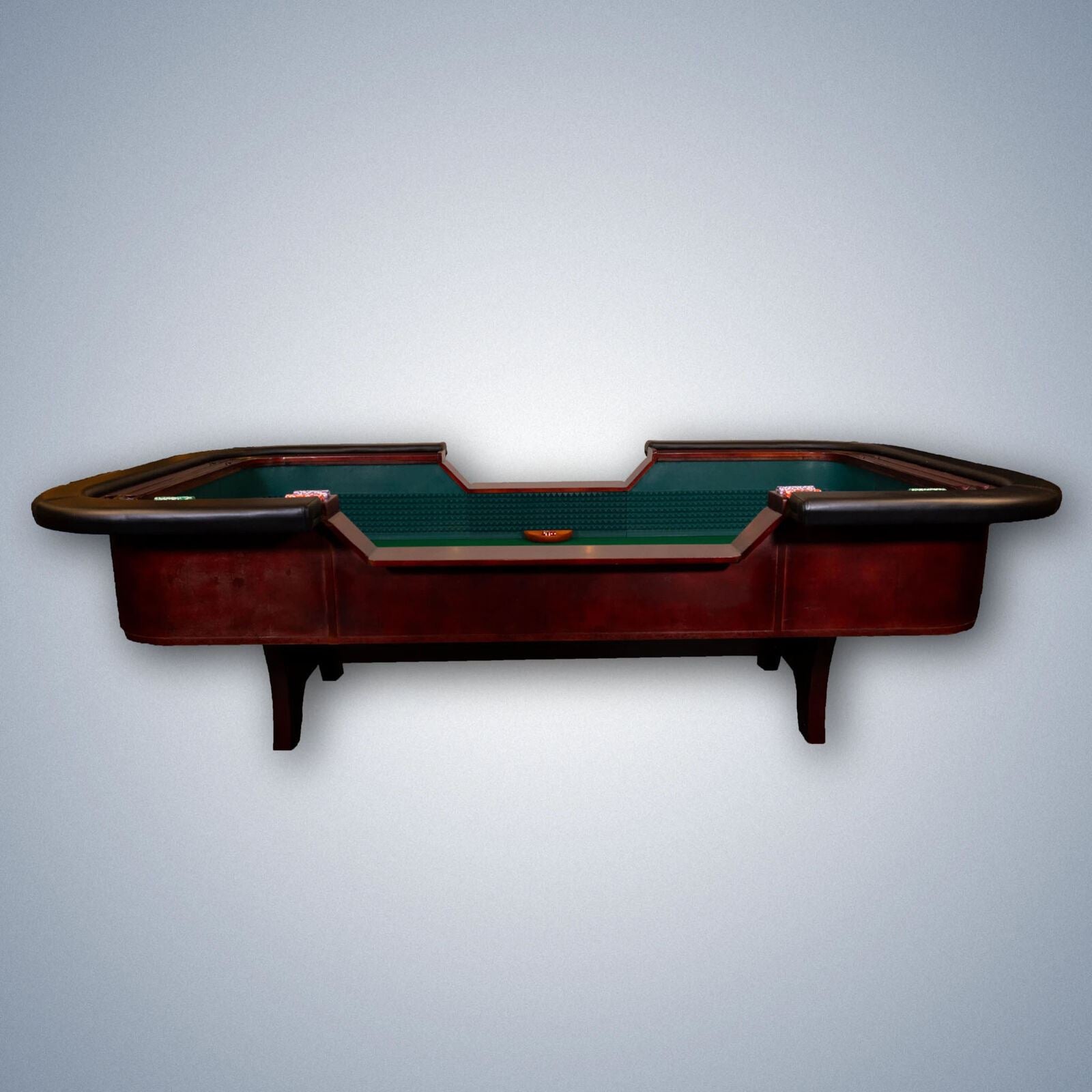 The Man Cave Project Luxury Craps Table, Mahogany Effect Dark Wood with Green Baize Cloth Surface, Chip Holder and Faux Leather Ar...