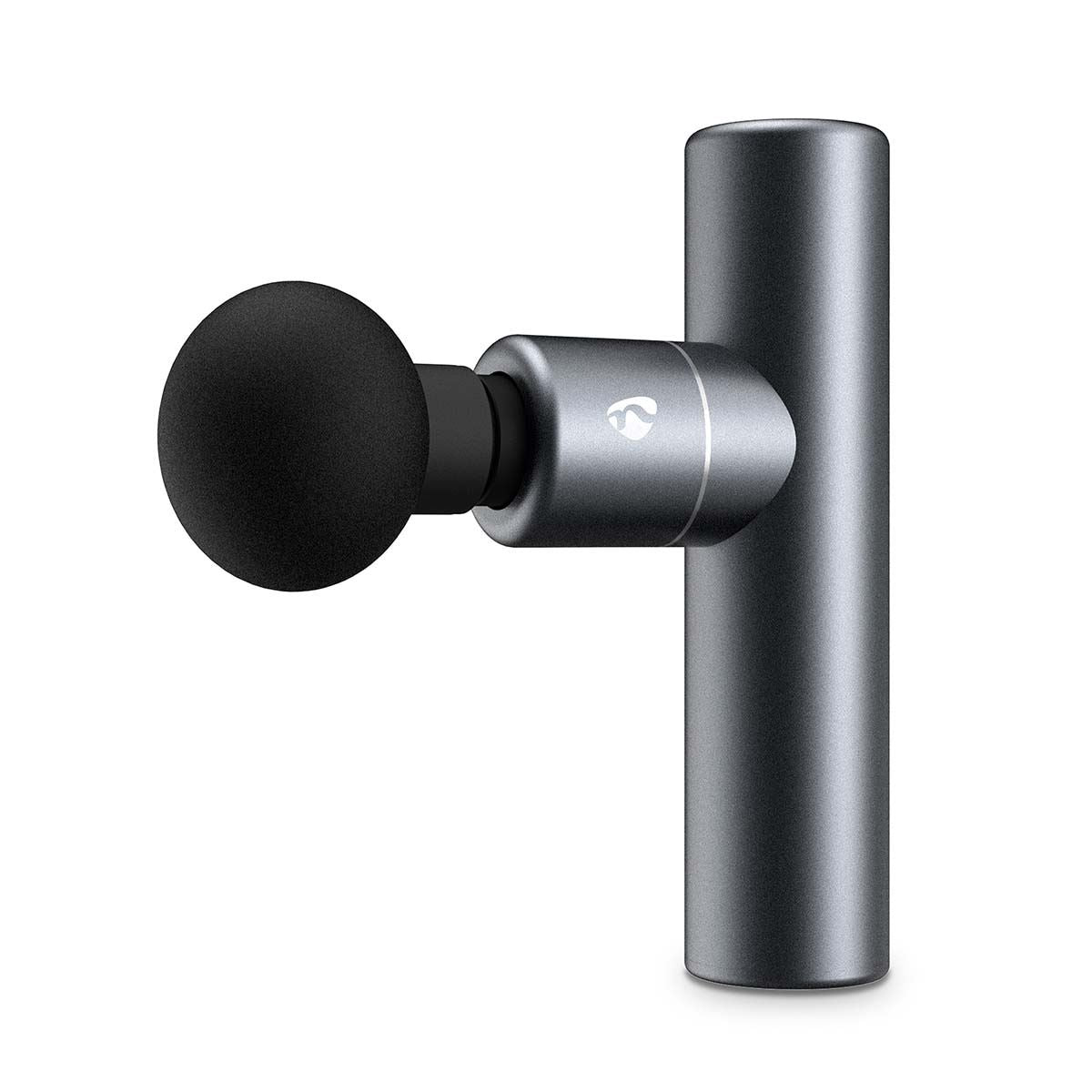 Nedis Smart Bluetooth Mini Ultra Light Sports Massage Gun, 5 Speeds up to 3600 RPM, 4 Attachments, Aluminium Body, Rechargeable - Dark Grey