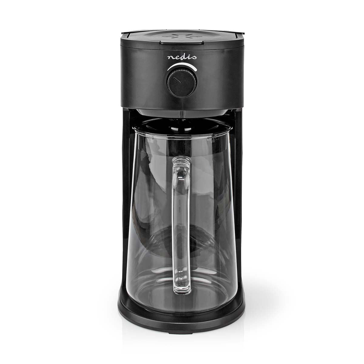 Nedis Ice Tea and Iced Coffee Maker - Hot & Cold Brewing with 2.5L Pitcher, 700W Power, Adjustable Strength Dial, Pod-Free Brewing, Dishwasher-Safe, Black