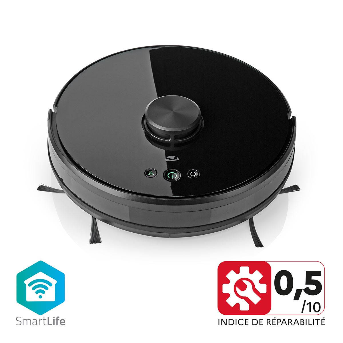 Nedis SmartLife Robot Vacuum Cleaner | Laser Navigation | Wi-Fi | Capacity collection reservoir: 0.6 l | Automatic charging | Maximum operating time: 2 hrs | Black | Android™ / IOS