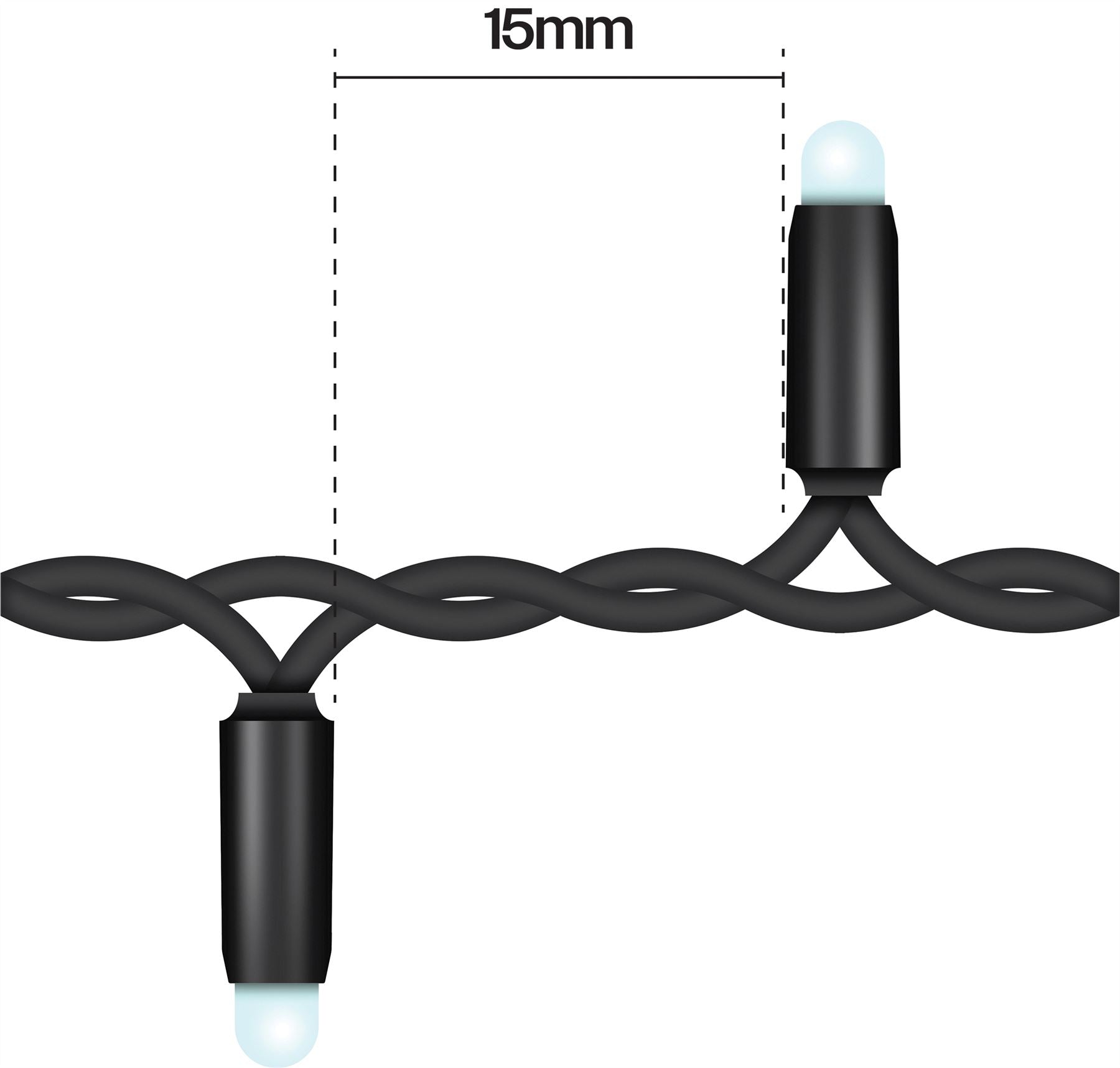 5m Easy-Connect Warm White 250 LED Cluster String Lights With Interconnectable Black Rubber Cable