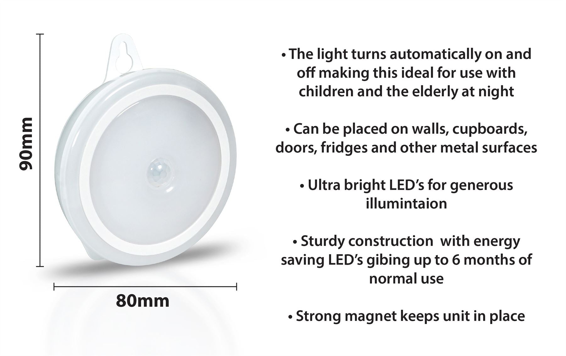 Battery Powered Light With Motion Sensor and Magnetic Mount