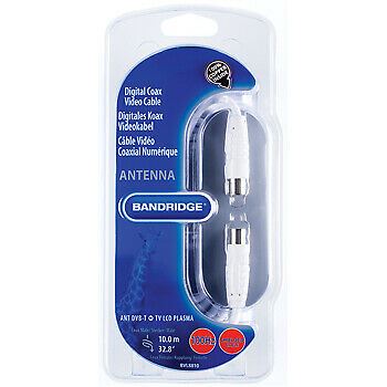 Bandridge 10m Digital TV Ariel Cable Lead Connector Male to Female - White