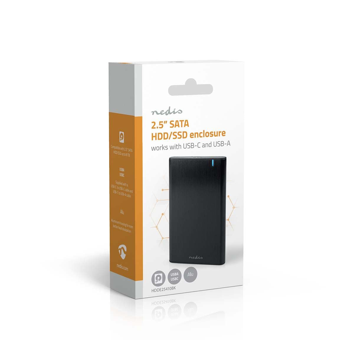 Nedis Hard Disk Enclosure | 2.5 " | USB 3.1 Gen1 | USB Type-A / USB Type-C™ | Notebook / PC | Aluminium