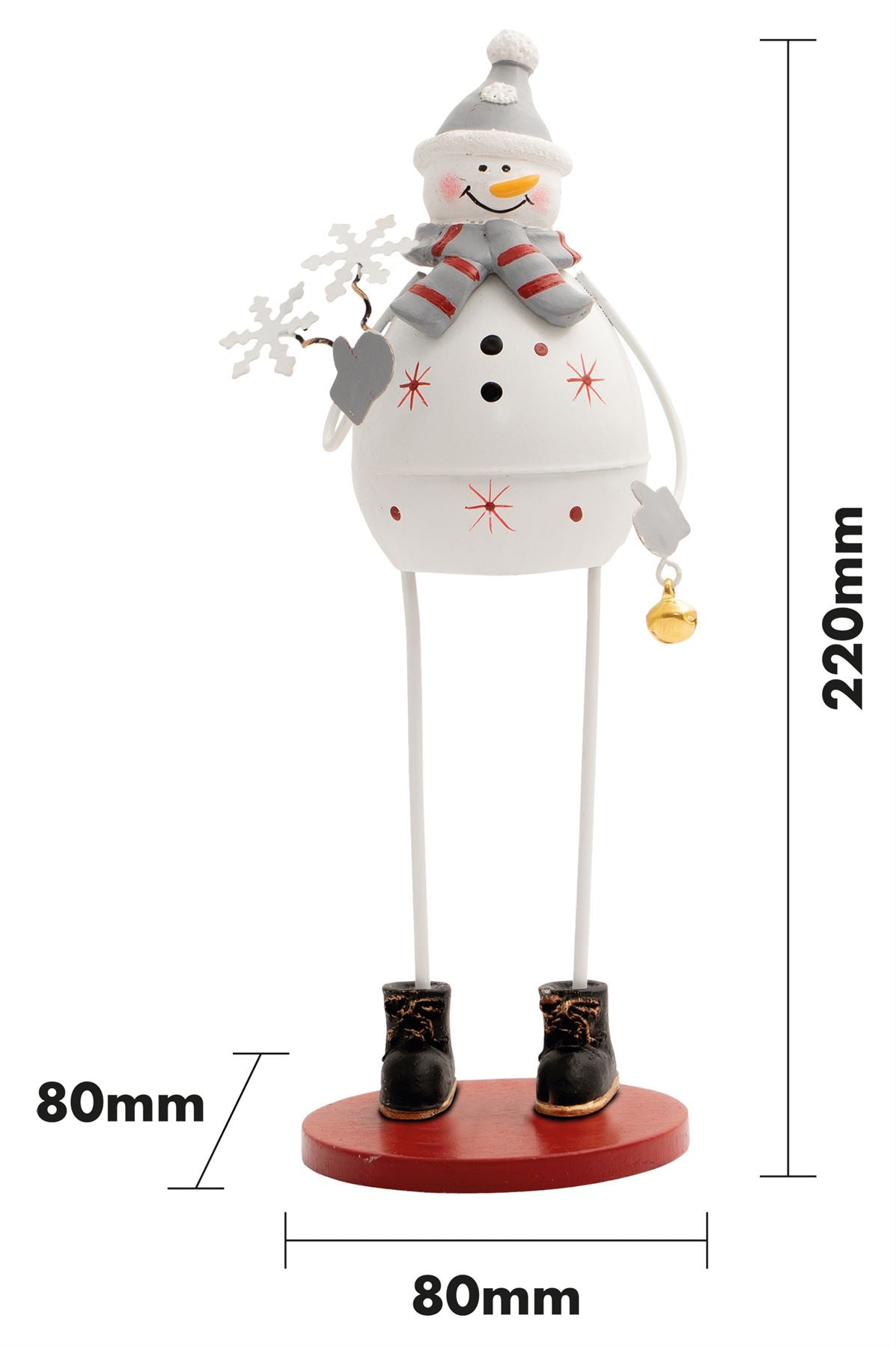 Snowman Standing 22cm Metal Christmas Decoration Ornament