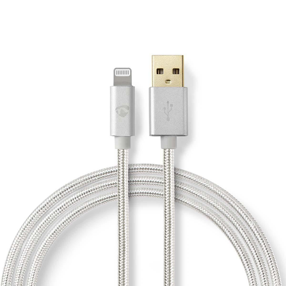 Nedis Lightning Cable | USB 2.0 | Apple Lightning 8-Pin | USB-A Male | 480 Mbps | Gold Plated | 3.00 m | Round | Braided / Nylon | Aluminium | Cover Window Box