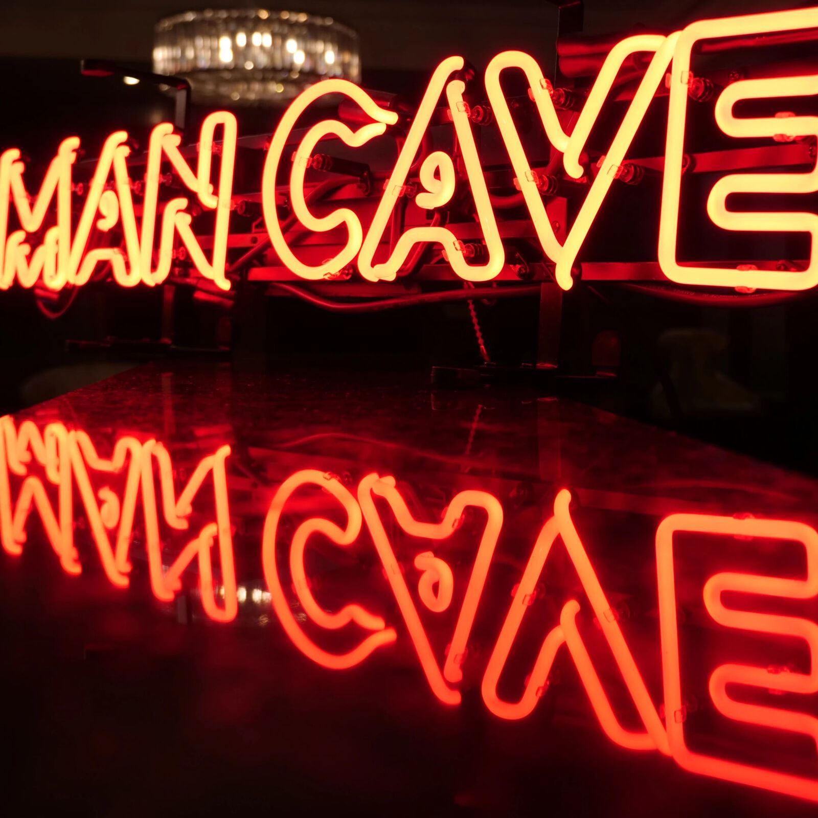 The Man Cave Project "MAN CAVE" Neon Sign, Wall Mounted or Freestanding Decorative Ambient Light, UK Mains Powered - Red