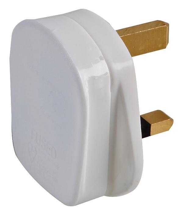 Rewireable Quick Fit 3 Pin UK Mains Plug Fitted with 13A Amp Fuse White