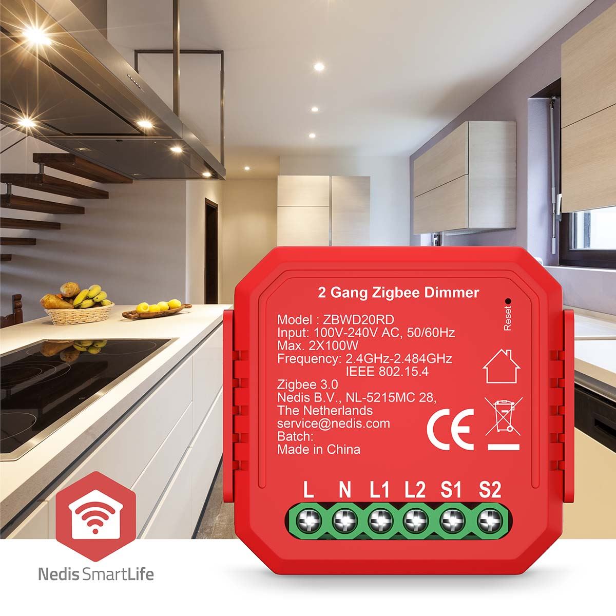 Nedis SmartLife Built-in Module | Double Triac Dimmer | 2 x 100 W | Terminal Connection | App available for: Android™ / IOS