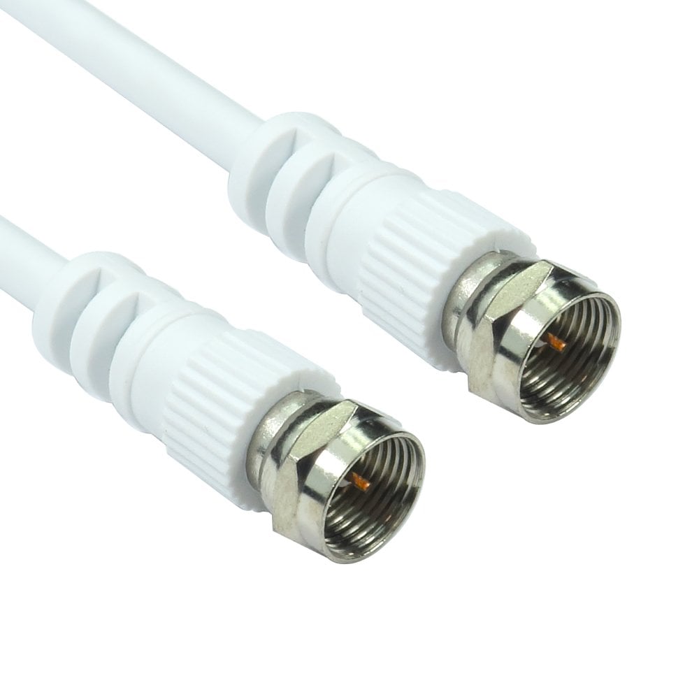 Ex-Pro 1.5m F Type to F Type Connector Lead Cable Coaxial with F Connectors - White