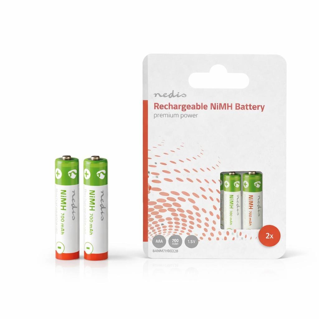 Nedis AAA Rechargeable NiMH Battery | 1.2 V DC | 700 mAh | Precharged | 2-Pack