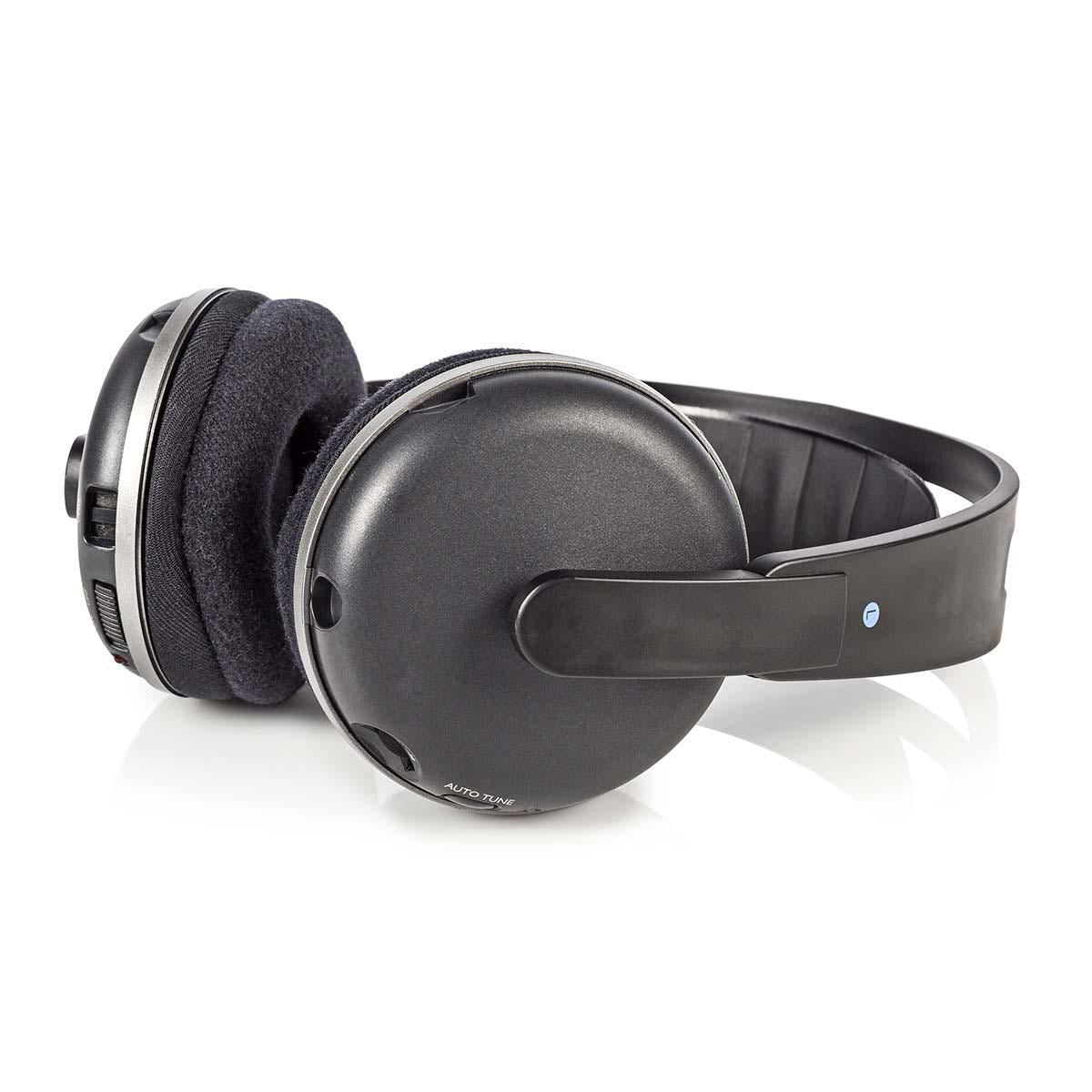 Nedis Wireless TV Headphones | RF, frequency 868 Mhz | Over-Ear | Maximum battery play time: 11 hrs | 100 m | Digital Audio | Charging dock | Black / Silver