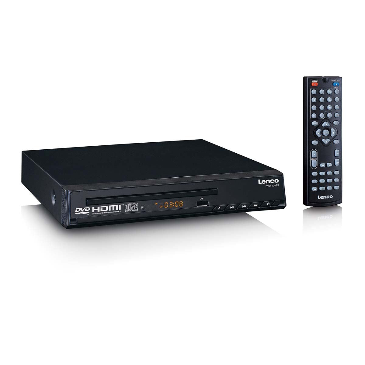Lenco DVD-120BK Compact DVD / CD Full HD Player with USB Playback