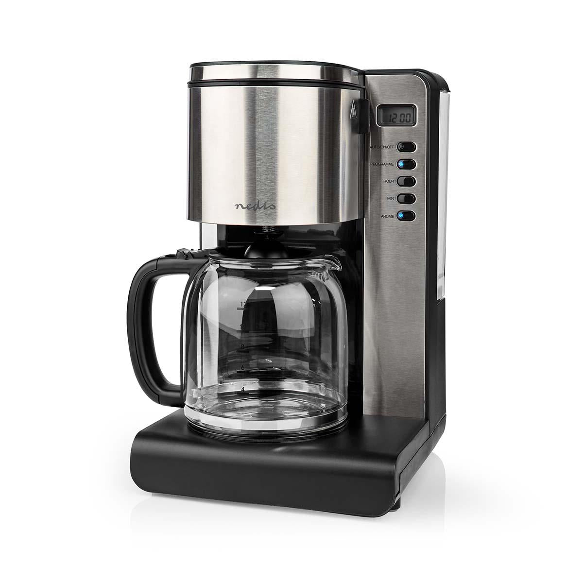 Nedis 1.5L Filter Coffee Maker Machine 12 Cup Automatic Setting Digital Timer Keep Warm Function 1000W