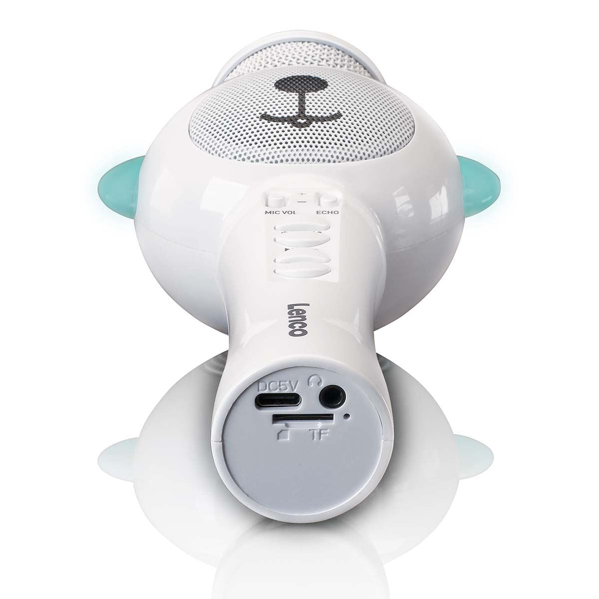 Lenco Karaoke microphone with Bluetooth® SD slot lights Aux Out White | BMC-060WH