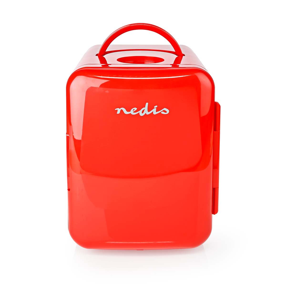 Nedis 4L Portable Mini Fridge Electric Small Cooler Ice Bedroom Office Mains/Car Red