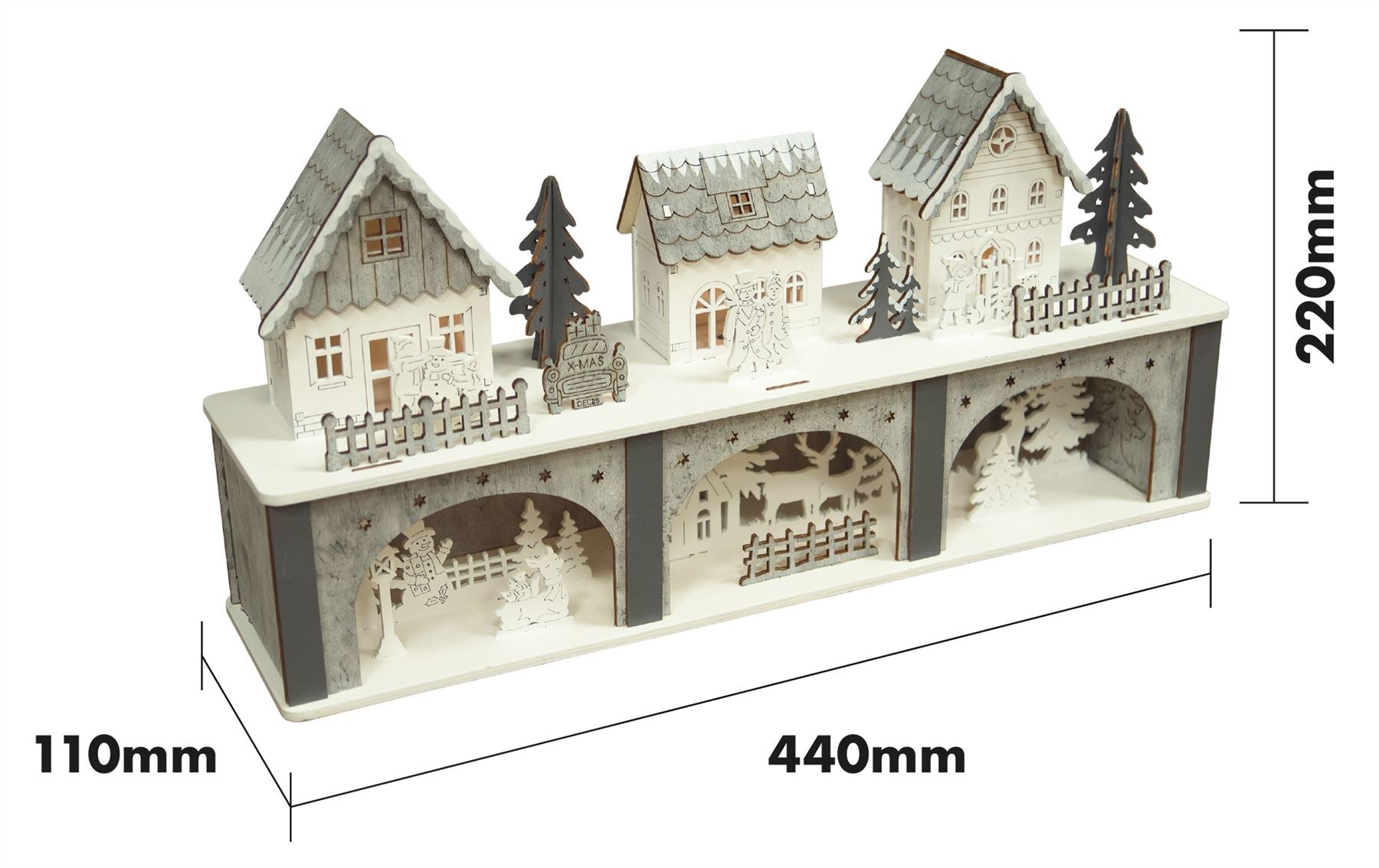 Wooden Light Up LED Christmas Festive Village Reindeer Scene Battery Powered