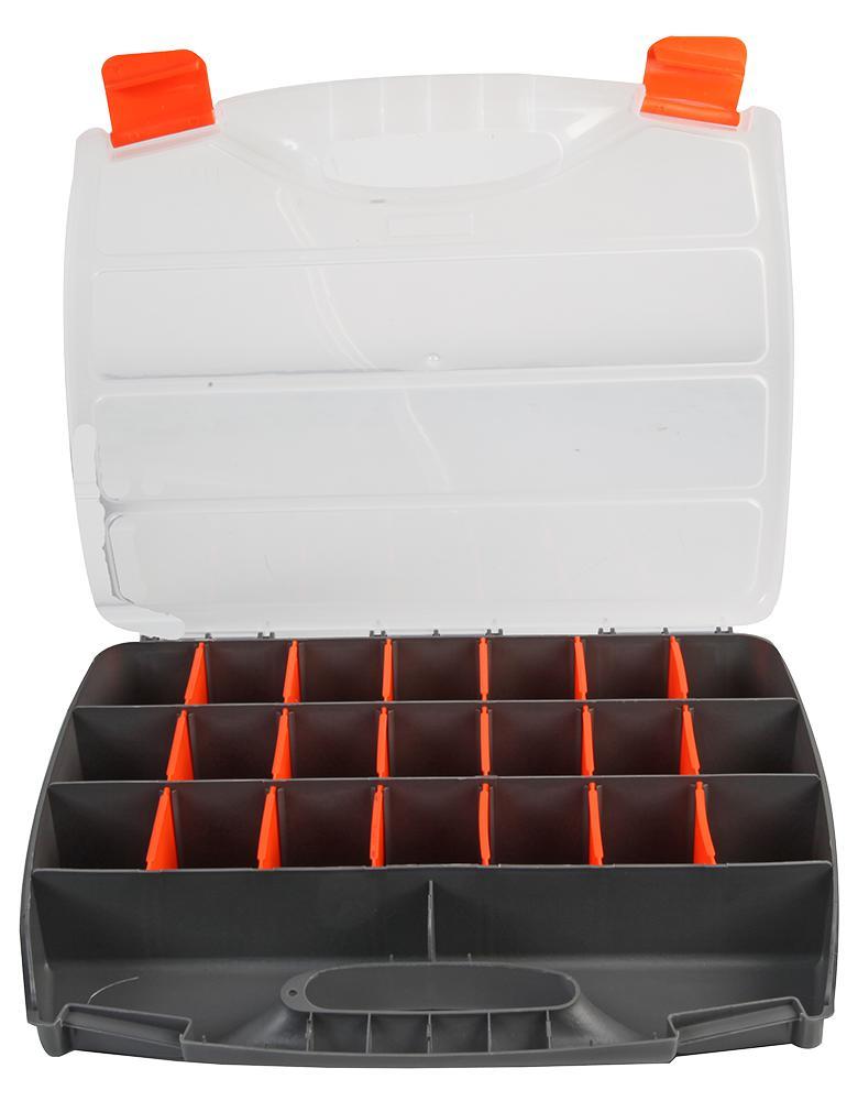 21 Compartment Organiser Storage Case Box with Customisable Trays 60mm x 380mm x 310mm, Craft, Screws, Nails, Nut Bolt