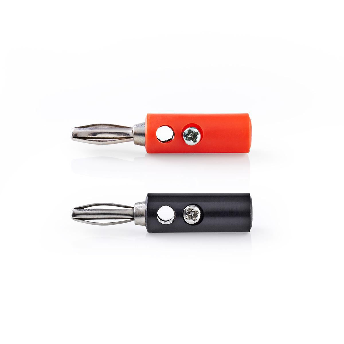 Nedis Banana Connector | Straight | Male | Nickel Plated | Screw | Cable input diameter: 4.5 mm | PVC | Black / Red | 4 pcs | Box