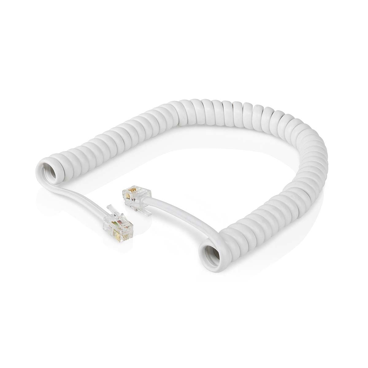Nedis Telecom Cable | RJ10 Male | RJ10 Male | 2.00 m | Cable design: Coiled | Cable type: RJ10 | White | Box