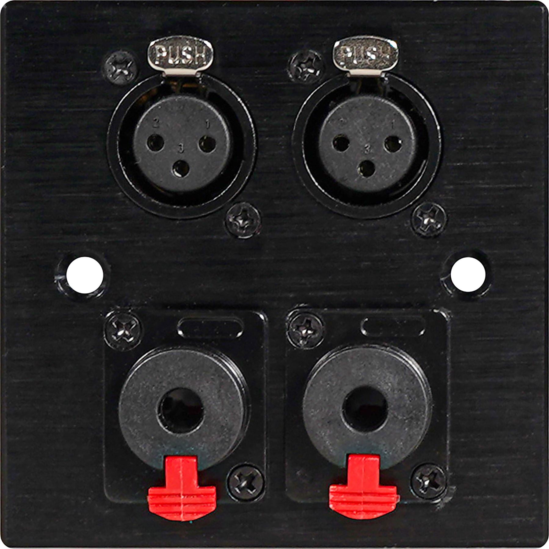 Black Wall Face Plate Electrical AV Slim Series 2 x Female XLR & 2 x 6.3mm Microphone Jack wall plate Metal