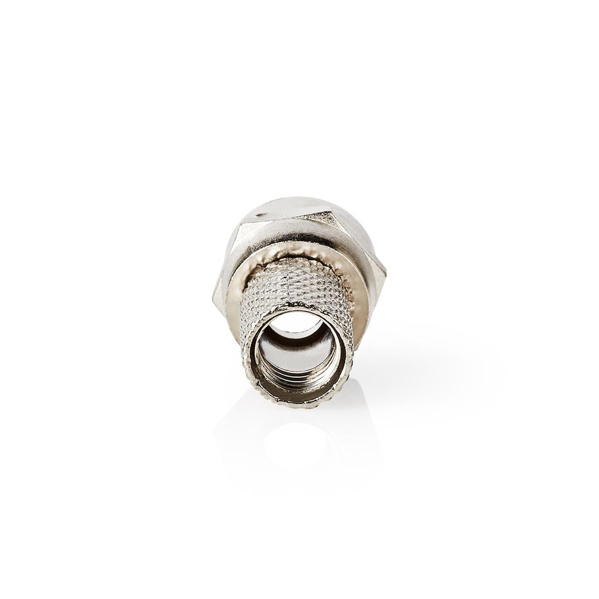 Nedis F-Connector | Straight | Male | Nickel Plated | 75 Ohm | Twist-on | Cable input diameter: 7.4 mm | Zinc Alloy | Silver | 25 pcs | Polybag