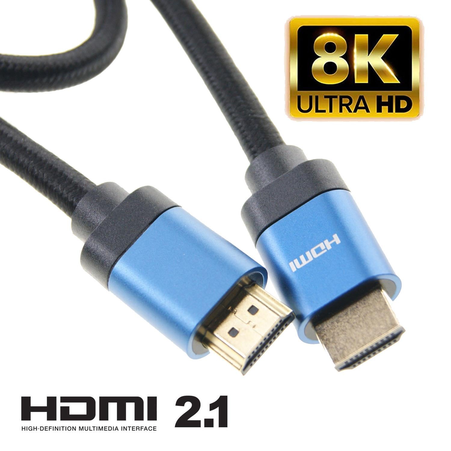 Ex-Pro 5m V2.1 HDMI Braided Cable Lead 4K / 8K @  60hz HDR Ultra High Speed 48Gbps - Blue