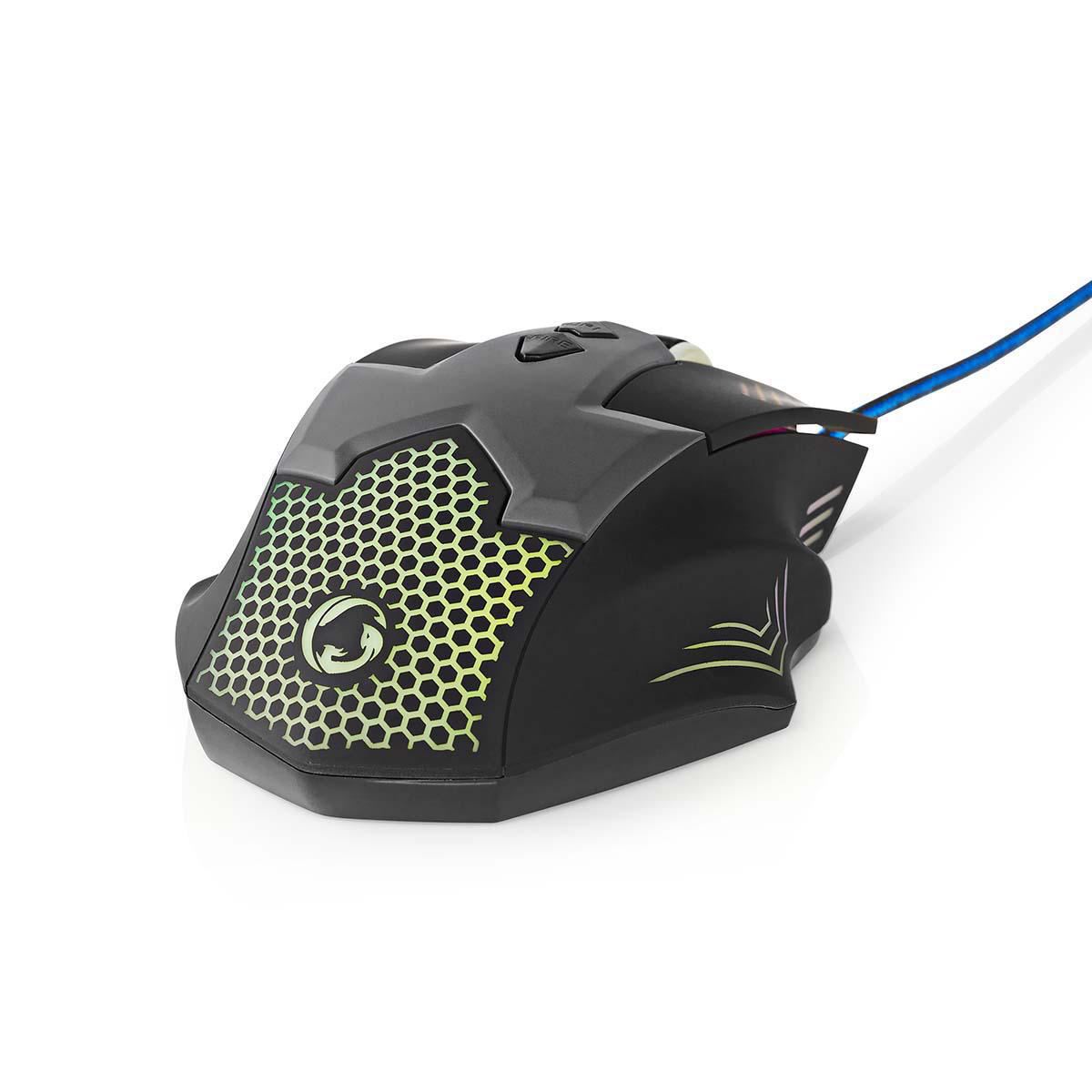 Nedis Gaming Mouse | Wired | 800 / 1200 / 1600 / 2400 dpi | Adjustable DPI | Number of buttons: 7 | Right-Handed | 1.50 m | LED