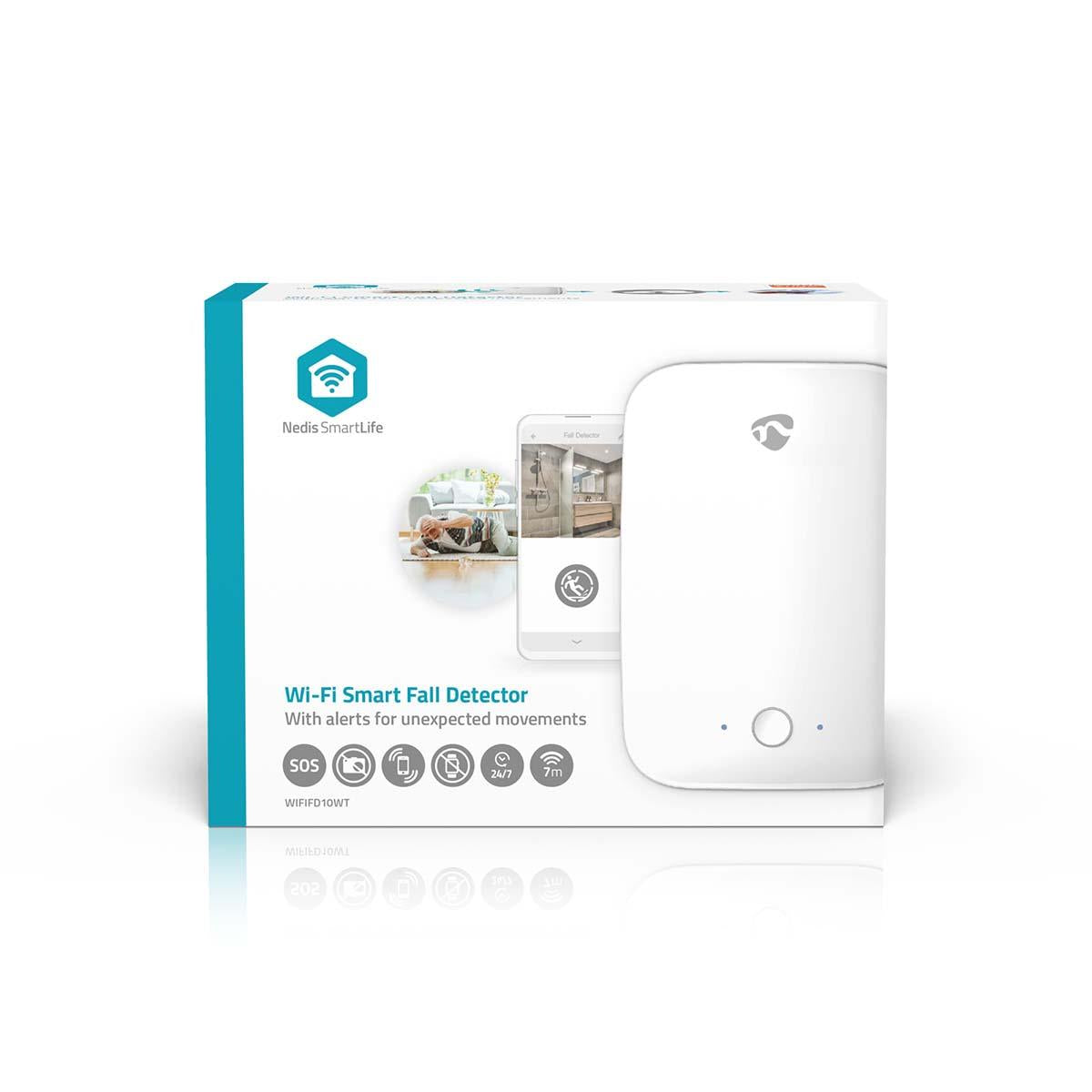 Nedis Smart Wi-Fi Fall Detector, Contactless Home Care Assistant for Senior Safety, Alerts for Falls, Wandering & Inactivity, Privacy Friendly, USB Powered, Compatible with Nedis Smartlife