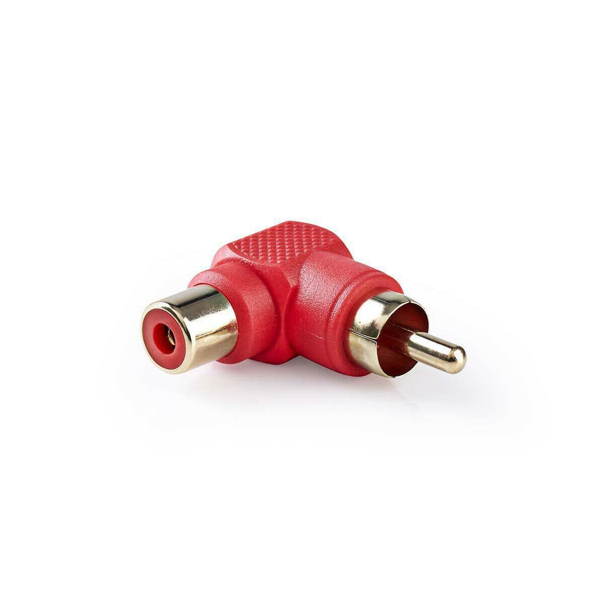 Audio Adapter Plug Angled 1x RCA Male Plug to 1x RCA Female Socket - Red