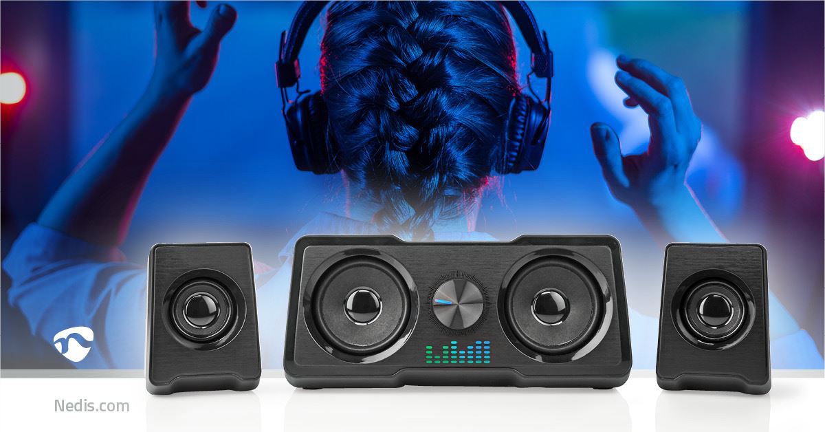 Nedis Gaming Speaker | Speaker channels: 2.2 | USB Powered | 3.5 mm Male | 48 W | LED | Volume control
