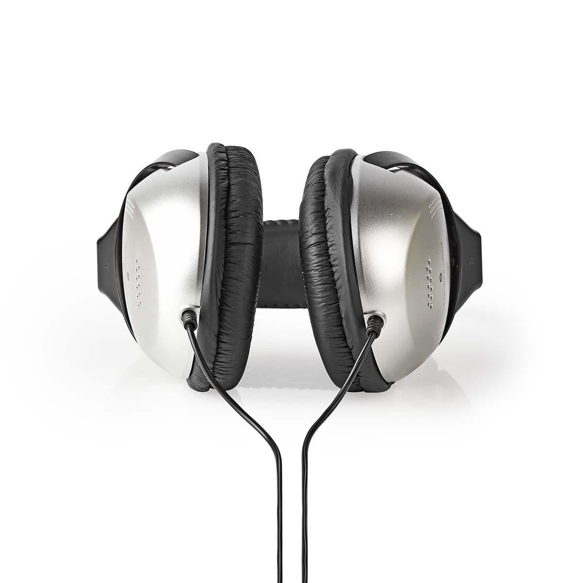 Nedis TV Hi-Fi Headphones Over Ear Stereo Long Lead 6m Cable With Volume Control - Black / Silver