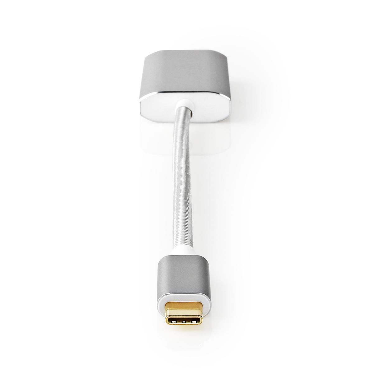 Nedis USB-C™ Adapter | USB 3.2 Gen 1 | USB-C™ Male | DisplayPort Female / USB-C™ Female | 4K@60Hz | Power delivery | 0.20 m | Round | Gold Plated | Braided / Nylon | Silver | Cover Window Box