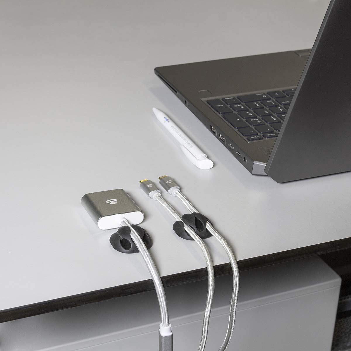 Nedis Cable Management | Cable Clip | Click and Go | 4 pcs | Number of slots: 3 Slots | Maximum cable thickness: 5.3 mm | TPE | Black