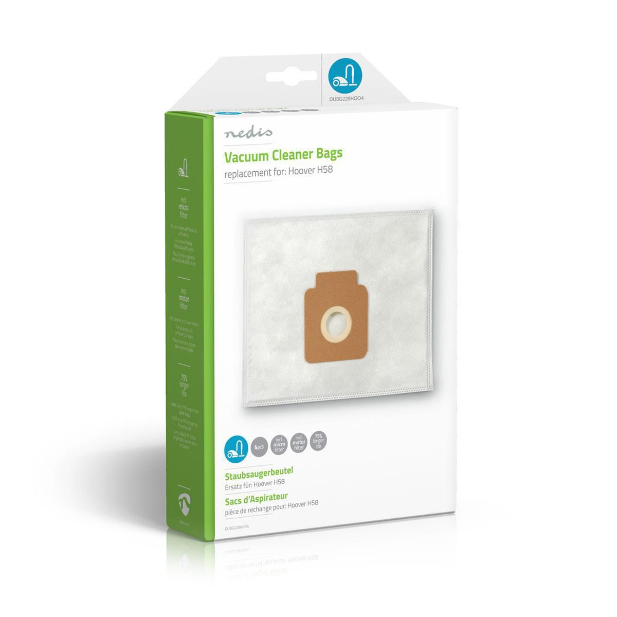 Nedis Vacuum Cleaner Bag | 4 pcs | Synthetic | Most sold for: Hoover H58 | White